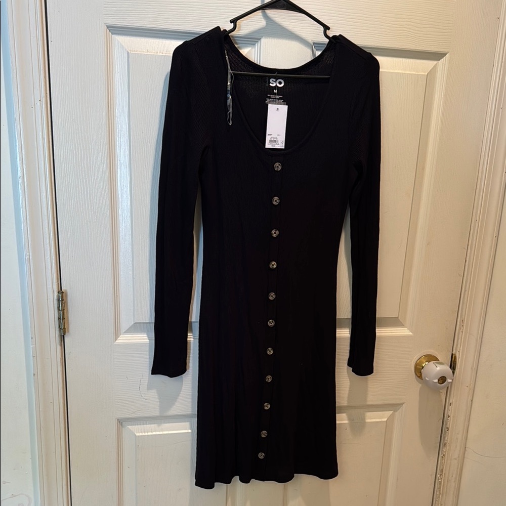 SO Black Button-Down Dress